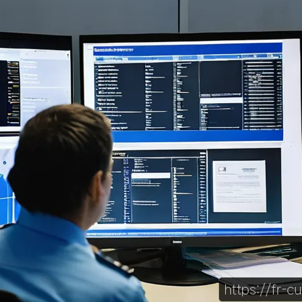 관세사와 관세법 심화 학습 - A detailed office scene in a modern French customs agency, featuring a professional customs officer ...