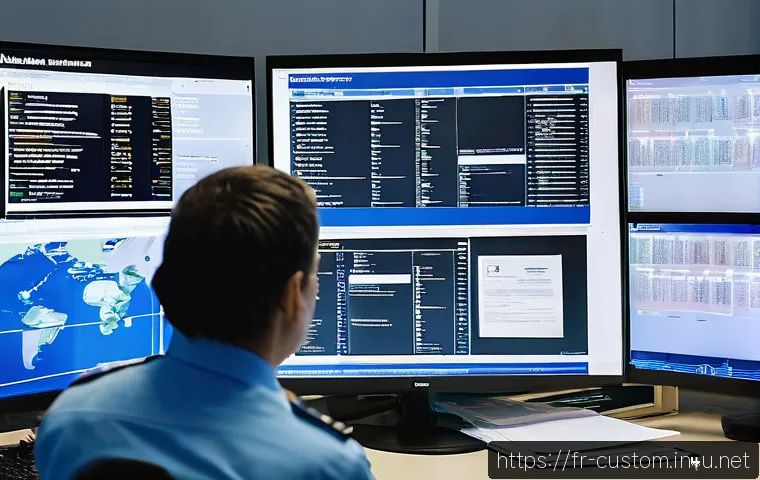 관세사와 관세법 심화 학습 - A detailed office scene in a modern French customs agency, featuring a professional customs officer ...